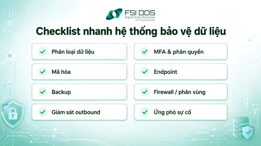 Checklist bảo vệ dữ liệu doanh nghiệp.