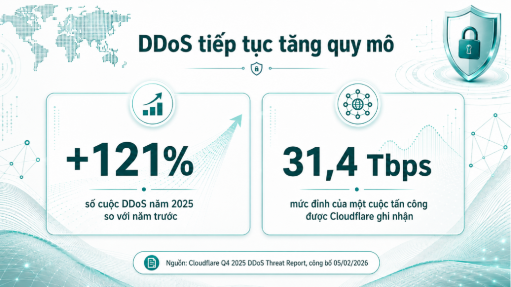 DDoS bước vào 2026 với mức tăng lớn về tần suất và các kỷ lục mới về lưu lượng.