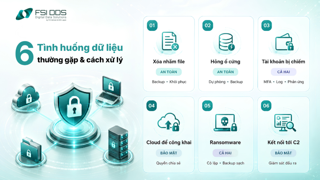 6 tình huống giúp nhận biết nhanh khoảng trống về an toàn dữ liệu và bảo mật dữ liệu.