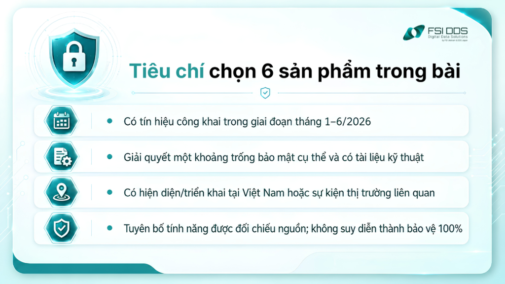 Tiêu chí chọn ra 6 sản phẩm an toàn thông tin mạng trong bài